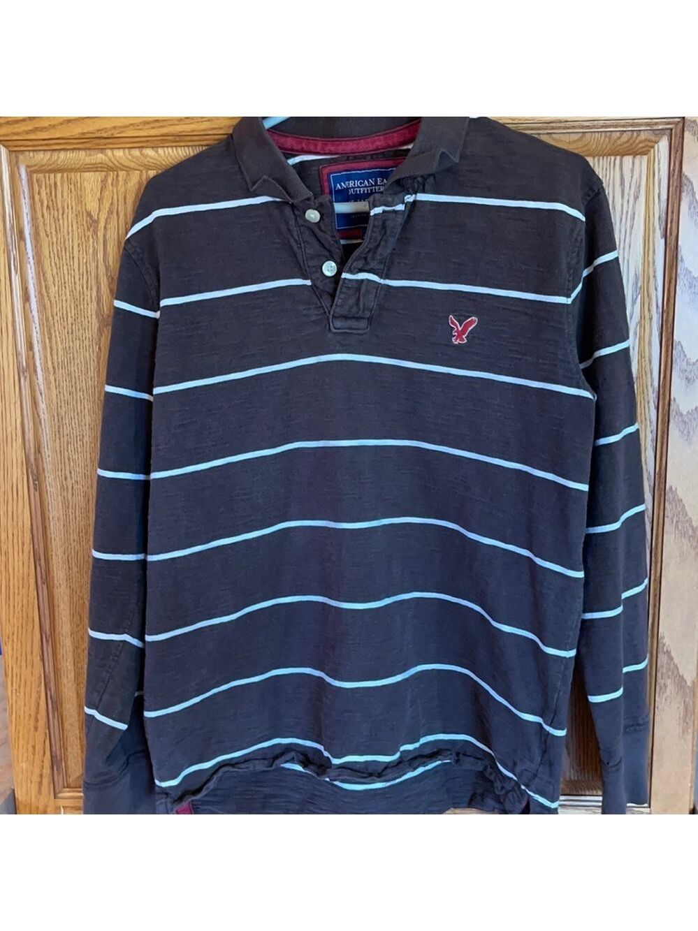 Brn/wht striped American Eagle long sleeve size L